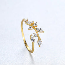 Load image into Gallery viewer, CZCITY Korean 925 Sterling Silver Handmade Olive Leaf Rings for Women Exquisite CZ Stone Adjustable Open Ring Silver 925 Jewelry