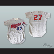 Load image into Gallery viewer, Calgary Cannons 27 Gray Button Down Baseball Jersey