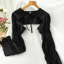 Load image into Gallery viewer, Camisetas de manga larga para mujer, camisas negras cortas, Top