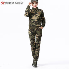 Load image into Gallery viewer, Camo Sets Sport Suit Women Hiking Jackets Pants Suit Two Piece Set Camouflage Outdoor Trekking Fashion Knit Cotton Female Sets