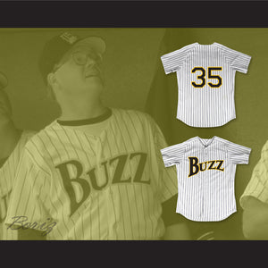 Carlton 'Doc' Windgate 35 Buzz White Pinstriped Baseball Jersey Major League: Back to the Minors