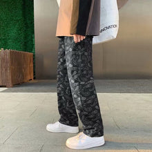 Load image into Gallery viewer, Cashew flower black jeans men&#39;s straight tube loose spring and autumn summer Korean fashion men&#39;s baggy pants denim trousers