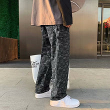 Load image into Gallery viewer, Cashew flower black jeans men&#39;s straight tube loose spring and autumn summer Korean fashion men&#39;s baggy pants denim trousers