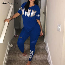 Load image into Gallery viewer, Casual 2 Piece Sets Women'S Pink Tracksuits Set Letter Print Plus Size Sweatsuit 3xl Top Ans Skinny Pants Two Piece Sportsuits