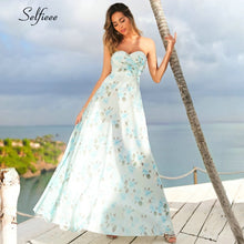 Load image into Gallery viewer, Casual Floral Printed Maxi Dress A-Line Ruffles Spaghetti Straps Chiffon Women Dress Ladies Simple Beach Party Dress Vestidos