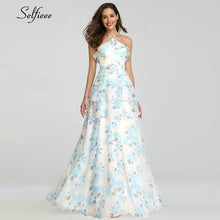 Load image into Gallery viewer, Casual Floral Printed Maxi Dress A-Line Ruffles Spaghetti Straps Chiffon Women Dress Ladies Simple Beach Party Dress Vestidos
