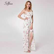Load image into Gallery viewer, Casual Floral Printed Maxi Dress A-Line Ruffles Spaghetti Straps Chiffon Women Dress Ladies Simple Beach Party Dress Vestidos