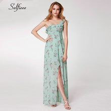 Load image into Gallery viewer, Casual Floral Printed Maxi Dress A-Line Ruffles Spaghetti Straps Chiffon Women Dress Ladies Simple Beach Party Dress Vestidos