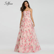 Load image into Gallery viewer, Casual Floral Printed Maxi Dress A-Line Ruffles Spaghetti Straps Chiffon Women Dress Ladies Simple Beach Party Dress Vestidos