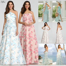 Load image into Gallery viewer, Casual Floral Printed Maxi Dress A-Line Ruffles Spaghetti Straps Chiffon Women Dress Ladies Simple Beach Party Dress Vestidos