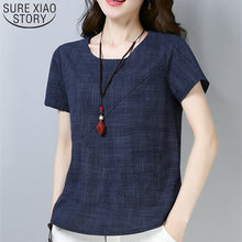 Load image into Gallery viewer, Casual Loose Short Sleeve Shirt Female Plus Size Women Clothing women tops and blouse Women's Summer Blouses blusas 3421 50