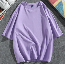 Load image into Gallery viewer, Casual Solid Ladies Purple Black Cotton Oversize T Shirt Women Tshirt Plus Size Short Sleeve O Neck Basic Tops Harajuku Clothes