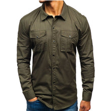 Load image into Gallery viewer, Casual Yellow Shirt Men's Long Sleeve Solid Shirt Men Button Pockets Spring Men Dress Shirt Slim Sit Luxury Cotton Clothing