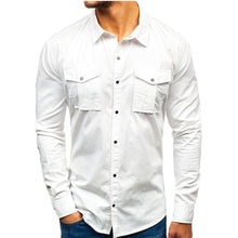 Load image into Gallery viewer, Casual Yellow Shirt Men's Long Sleeve Solid Shirt Men Button Pockets Spring Men Dress Shirt Slim Sit Luxury Cotton Clothing