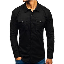 Load image into Gallery viewer, Casual Yellow Shirt Men's Long Sleeve Solid Shirt Men Button Pockets Spring Men Dress Shirt Slim Sit Luxury Cotton Clothing