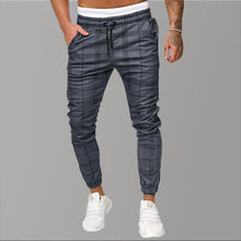 Load image into Gallery viewer, Causal Chinos Plaid Pants Men Joggers Grey Streetwear Cargo Pants Fashion Plaid  Pants Men Jogging Tracksuit Trousers For Men