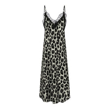 Load image into Gallery viewer, Celmia 2020 Sexy Summer Dress Spaghetti Straps Women V-neck Lace Leopard Print Sundress Sleeveless Beach Split Midi Vestidos 5XL