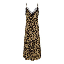 Load image into Gallery viewer, Celmia 2020 Sexy Summer Dress Spaghetti Straps Women V-neck Lace Leopard Print Sundress Sleeveless Beach Split Midi Vestidos 5XL