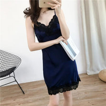 Load image into Gallery viewer, Champagne Female Spaghetti Strap Nightdress Sleepshirt Summer New Suspender Skirt Sleepwear Nightie Casual Bathrobe Negligee