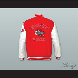 Charles Jefferson 33 Ridgemont Wolves Red Wool and White Lab Leather Varsity Letterman Jacket