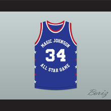 Load image into Gallery viewer, Charles Barkley 34 Magic Johnson All Star Game Blue Basketball Jersey 1988 Midsummer Night's Magic Charity Event