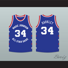 Load image into Gallery viewer, Charles Barkley 34 Magic Johnson All Star Game Blue Basketball Jersey 1988 Midsummer Night's Magic Charity Event