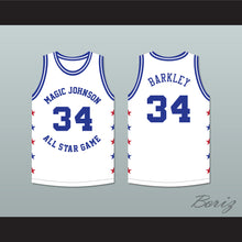 Load image into Gallery viewer, Charles Barkley 34 Magic Johnson All Star Game White Basketball Jersey 1988 Midsummer Night's Magic Charity Event