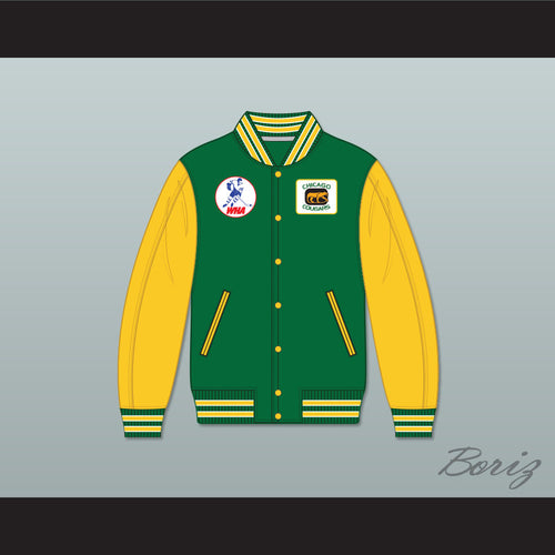 WHA Chicago Cougars Green and Yellow Varsity Letterman Jacket-Style Sweatshirt 1