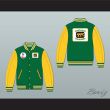 Load image into Gallery viewer, WHA Chicago Cougars Green and Yellow Varsity Letterman Jacket-Style Sweatshirt 1