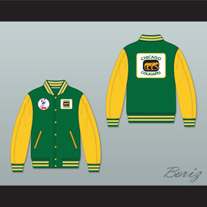 WHA Chicago Cougars Green and Yellow Varsity Letterman Jacket-Style Sweatshirt 1