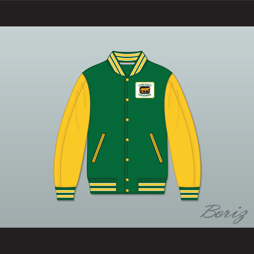 WHA Chicago Cougars Green and Yellow Varsity Letterman Jacket-Style Sweatshirt 2
