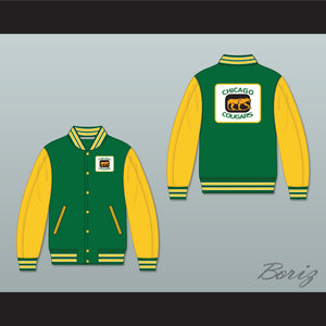WHA Chicago Cougars Green and Yellow Varsity Letterman Jacket-Style Sweatshirt 2