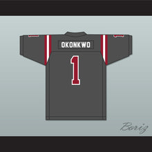 Load image into Gallery viewer, Chigoziem Okonkwo 1 Hillgrove High School Hawks Dark Gray Football Jersey 2