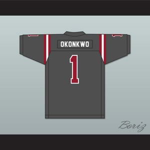 Chigoziem Okonkwo 1 Hillgrove High School Hawks Dark Gray Football Jersey 2