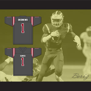 Chigoziem Okonkwo 1 Hillgrove High School Hawks Dark Gray Football Jersey 2