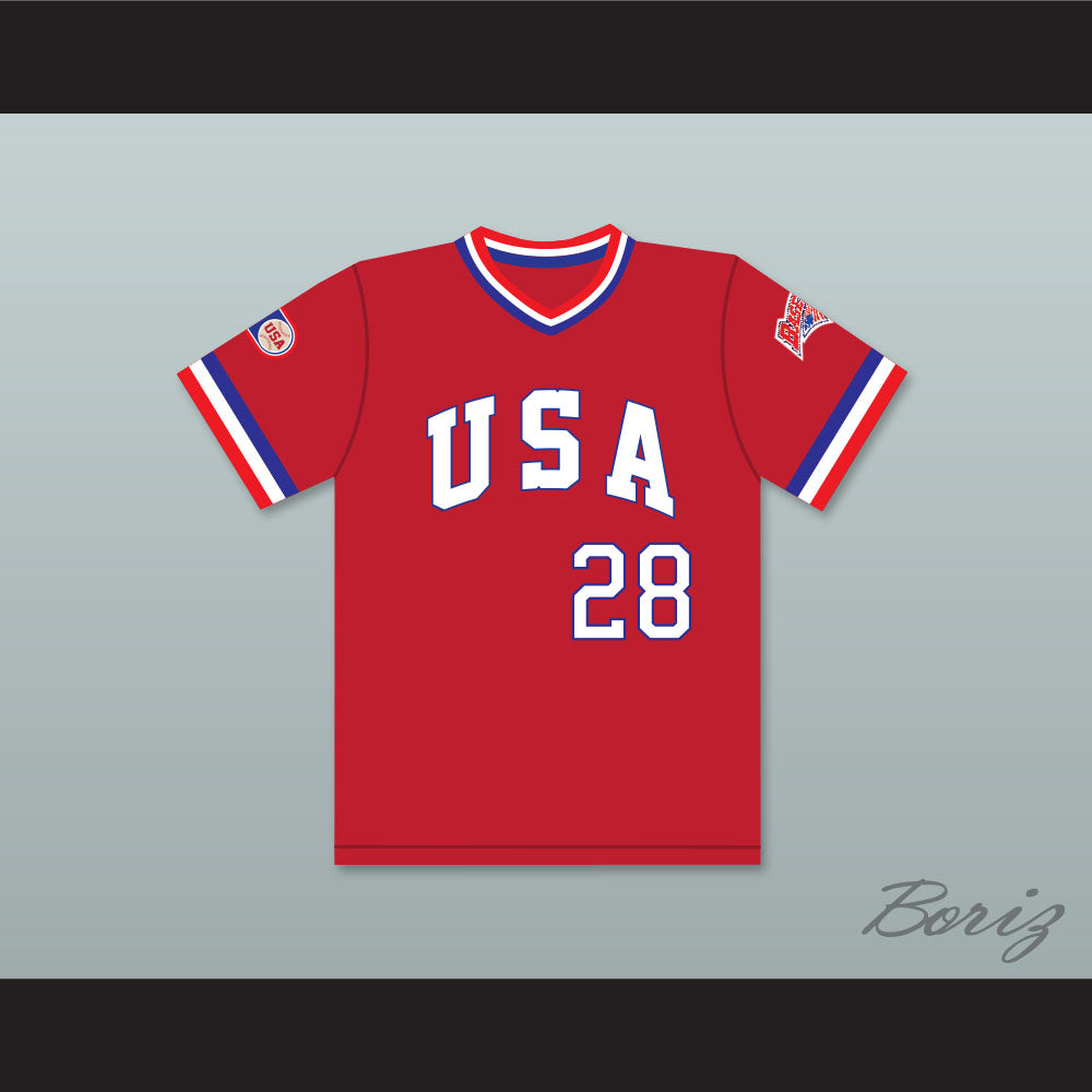Chris Gwynn 28 1984 USA Team Red Baseball Jersey