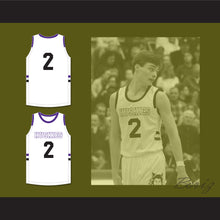 Load image into Gallery viewer, Christian Braun 2 Blue Valley Northwest High School Huskies White Basketball Jersey 1