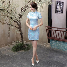 Load image into Gallery viewer, Classic Hand Made Button Women Qipao Sexy Slim High Slit Mini Chinese Dress Exquisite Dragon Phoenix Cheongsam PLUS 4XL 5XL 6XL