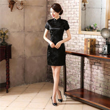 Load image into Gallery viewer, Classic Hand Made Button Women Qipao Sexy Slim High Slit Mini Chinese Dress Exquisite Dragon Phoenix Cheongsam PLUS 4XL 5XL 6XL