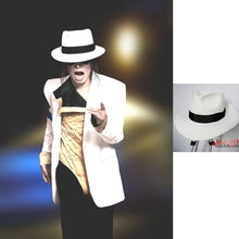 Load image into Gallery viewer, Classic MJ Michael Jackson Smooth Criminal With Name White FEDORA Wool Hat Trilby Collection