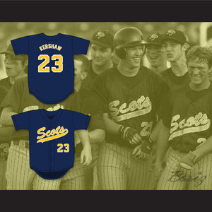 Clayton Kershaw 23 Highland Park High School Scots Navy Blue Baseball Jersey 2