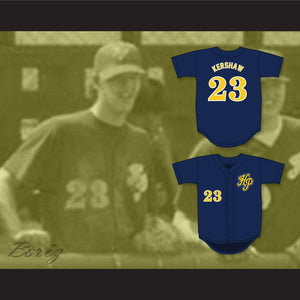 Clayton Kershaw 23 Highland Park High School Scots Navy Blue Baseball Jersey 4