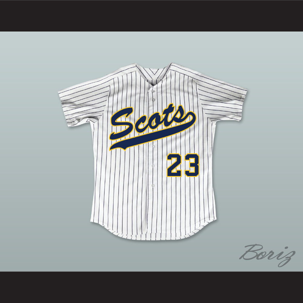 Clayton Kershaw 23 Highland Park High School Scots White Pinstriped Baseball Jersey 2