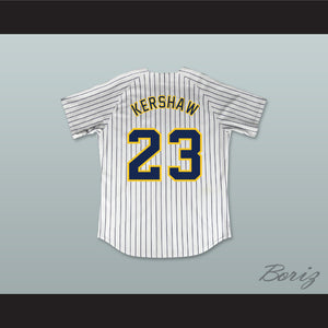 Clayton Kershaw 23 Highland Park High School Scots White Pinstriped Baseball Jersey 2