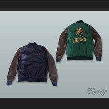 Load image into Gallery viewer, Coach Gordon Bombay Navy Blue, Green and Brown Lab Leather Varsity Letterman Jacket
