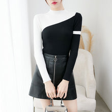Load image into Gallery viewer, Contrast Color Autumn Winter Sweater Women Knitted Sweaters Bottoming Pullover Fashion 2019 Turtleneck Jumper Female