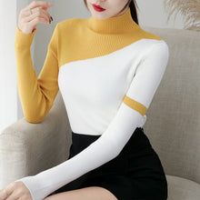 Load image into Gallery viewer, Contrast Color Autumn Winter Sweater Women Knitted Sweaters Bottoming Pullover Fashion 2019 Turtleneck Jumper Female