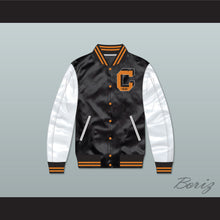 Load image into Gallery viewer, Cooley High School Black/ White Varsity Letterman Satin Bomber Jacket