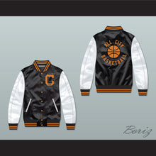 Load image into Gallery viewer, Cooley High School Black/ White Varsity Letterman Satin Bomber Jacket