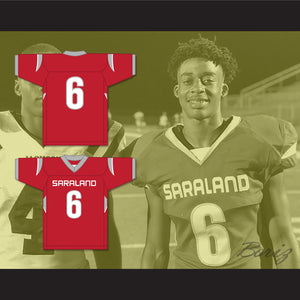 Cordale Flott 6 Saraland High School Spartans Red Football Jersey 1